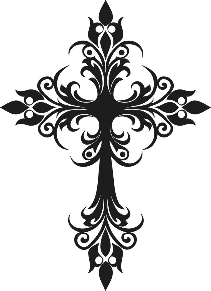 Elegant Floral Christian Cross Silhouette Design vector