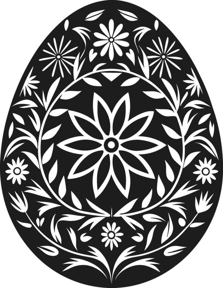 Decorative Easter Egg Silhouette with Floral Pattern - Illustration vector