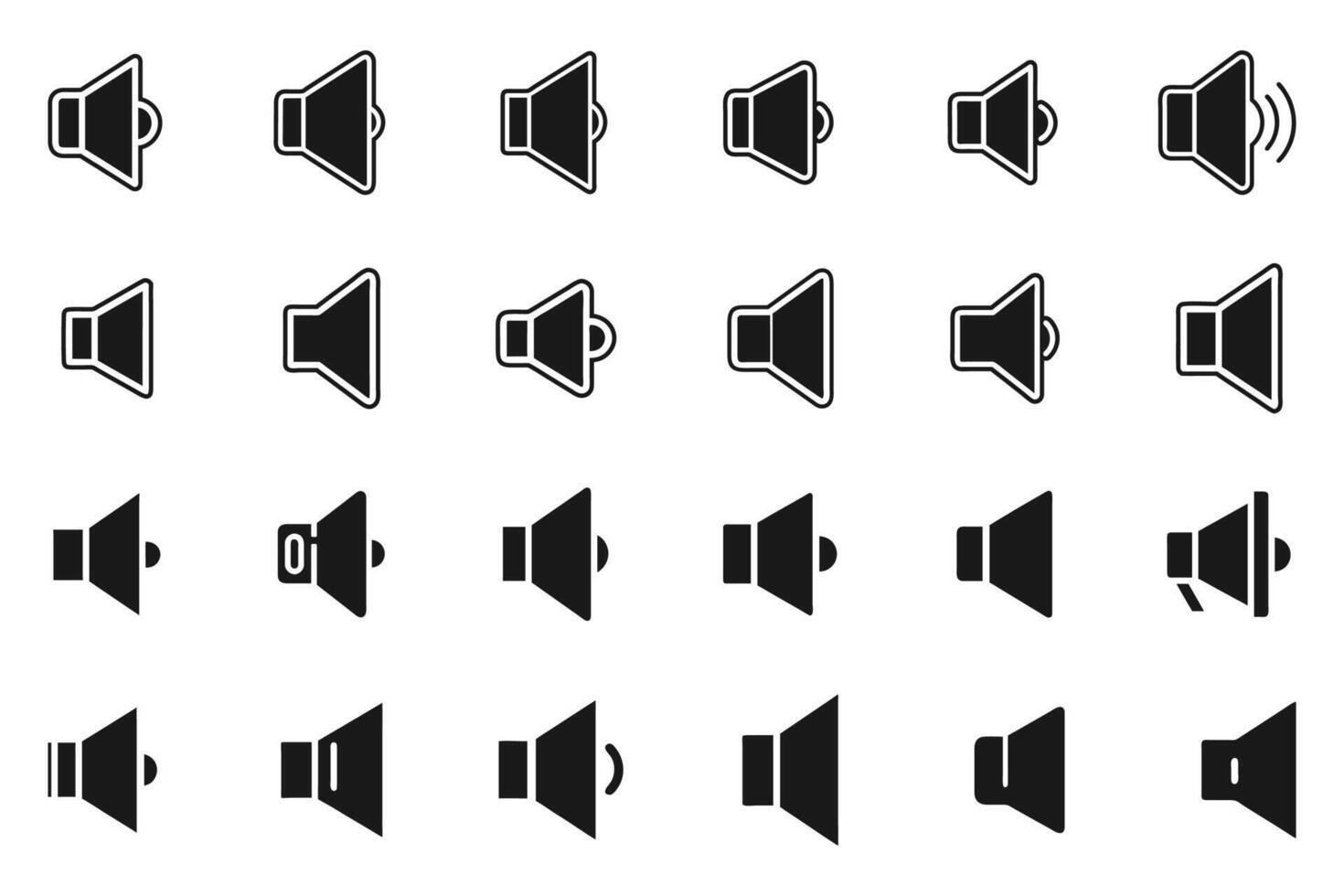 Sound Icons with Clean Outline and Silhouette Style vector