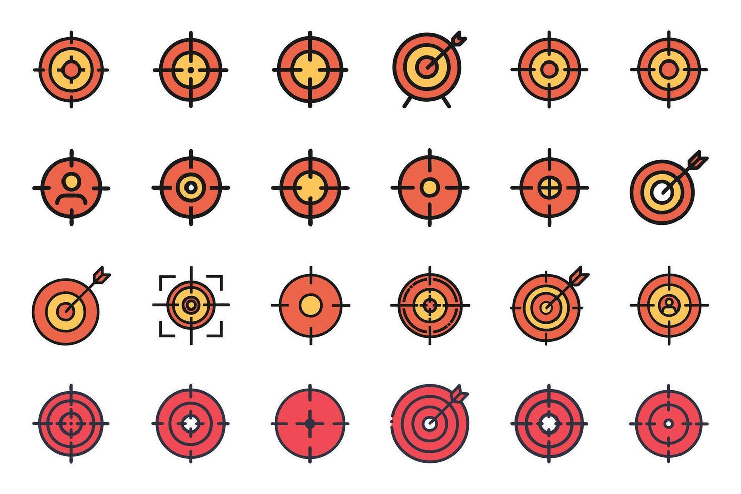 Target Silhouette Icon Collection on White Background vector