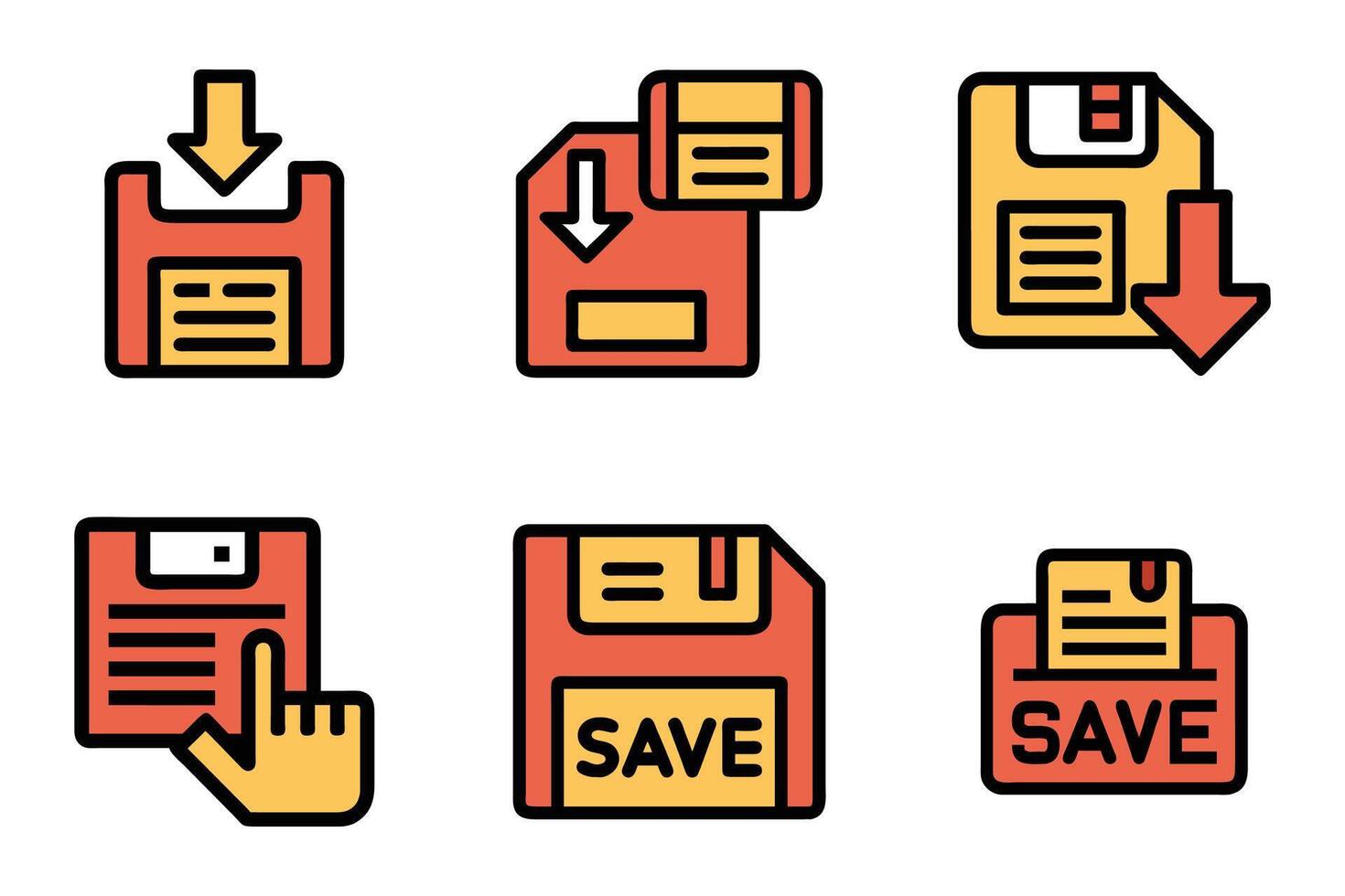 Minimalist save silhouette icon pack vector