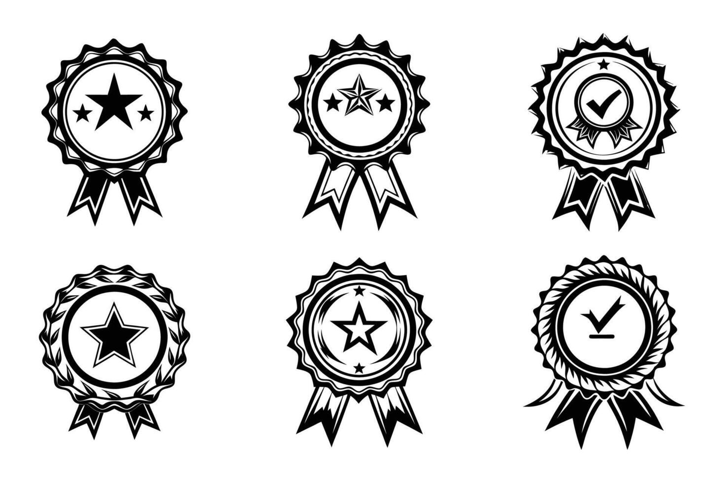 Outline and Silhouette Quality Badge Icon Set vector