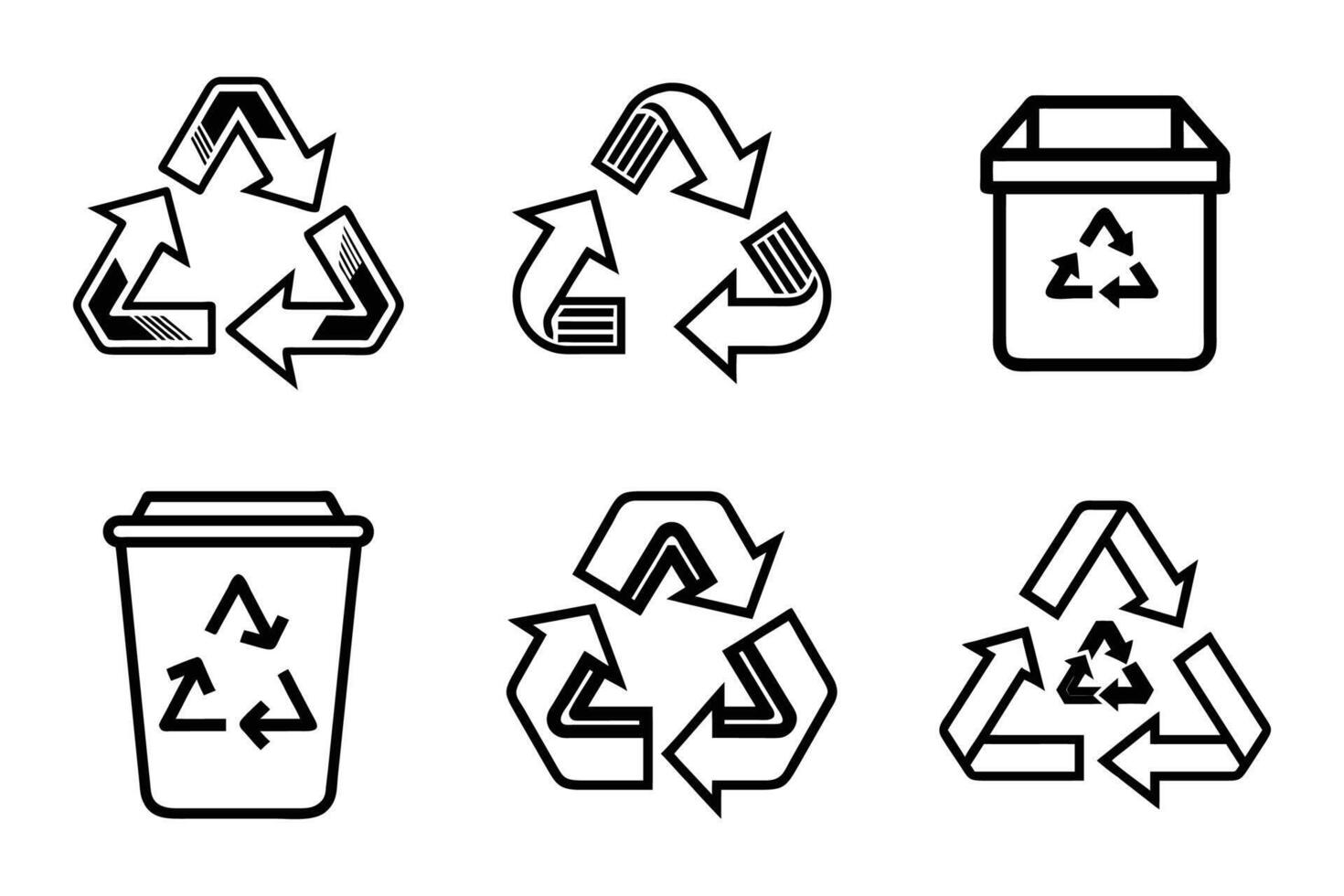 Recycle Icon Set with Clean Outline Design vector