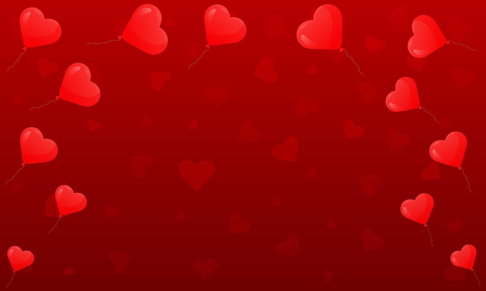 Valentines background with floating hearts and balloons vector