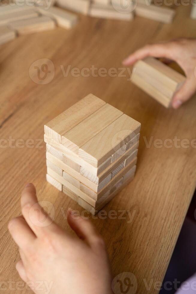 Wooden Block Tower Game Fun photo