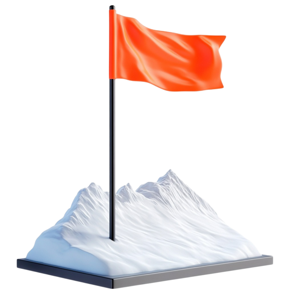 An orange flag on top of a mountain png