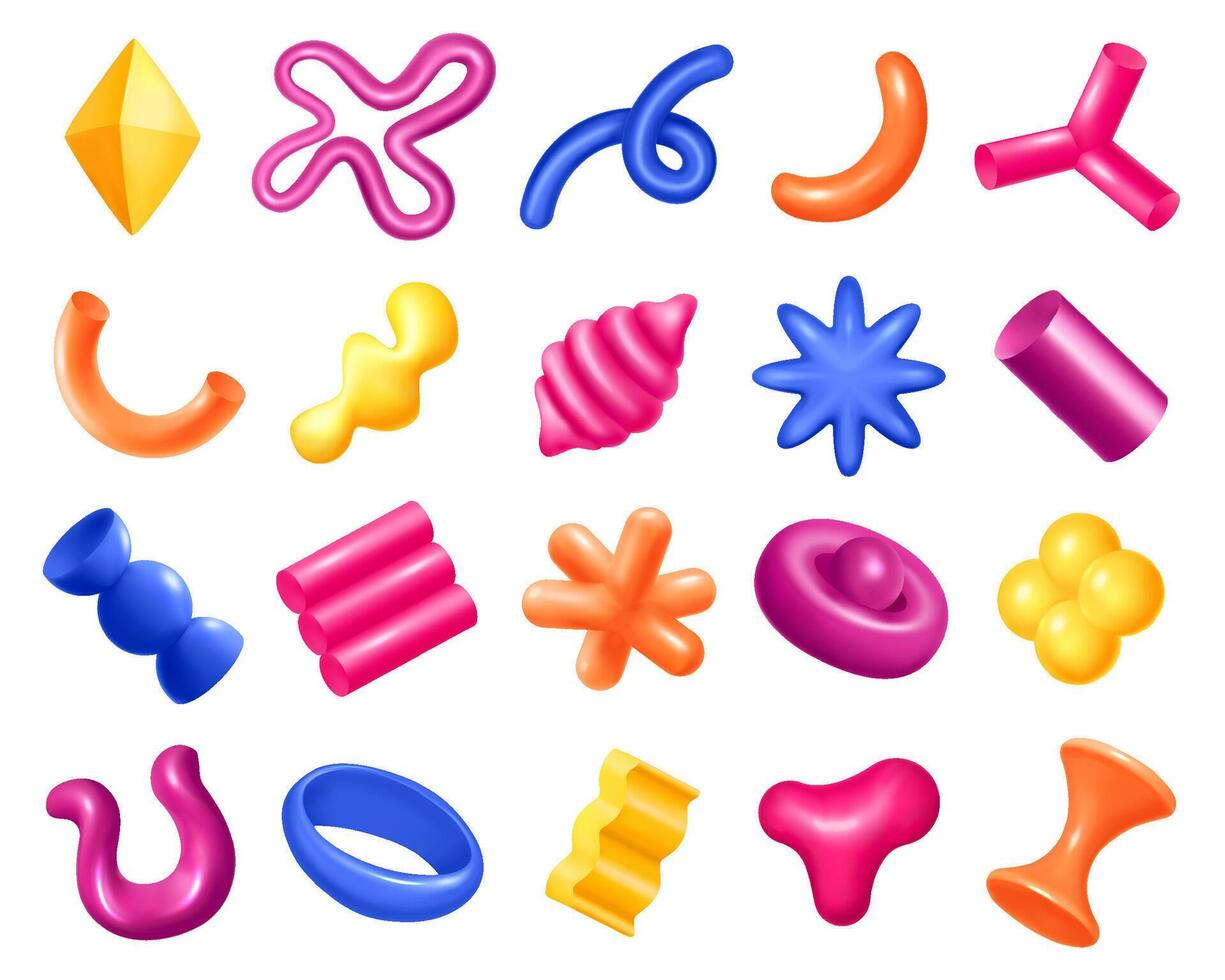 Colorful Abstract 3D Shapes Collection vector