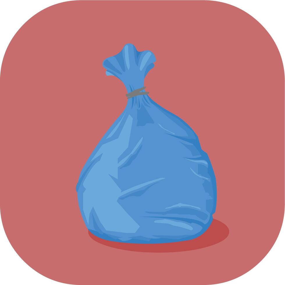 illustration of a Blue plastic garbage Trash Bag Color Flat icon Illustration vector