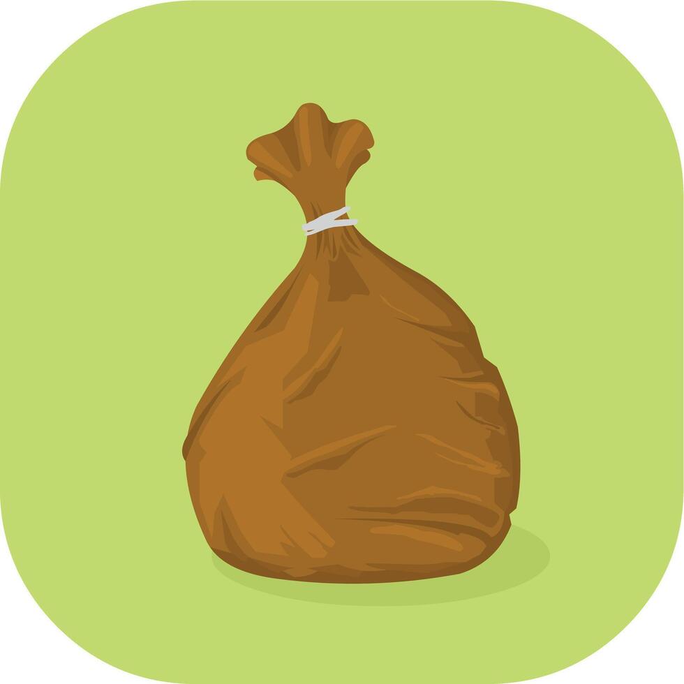 illustration of a Brown plastic garbage bag Color Flat icon Illustration vector