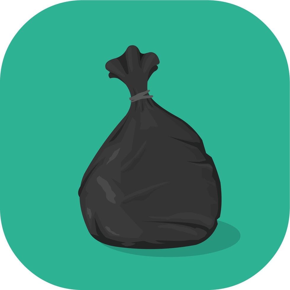 illustration of a Black plastic garbage Trash Bag Color Flat icon Illustration vector