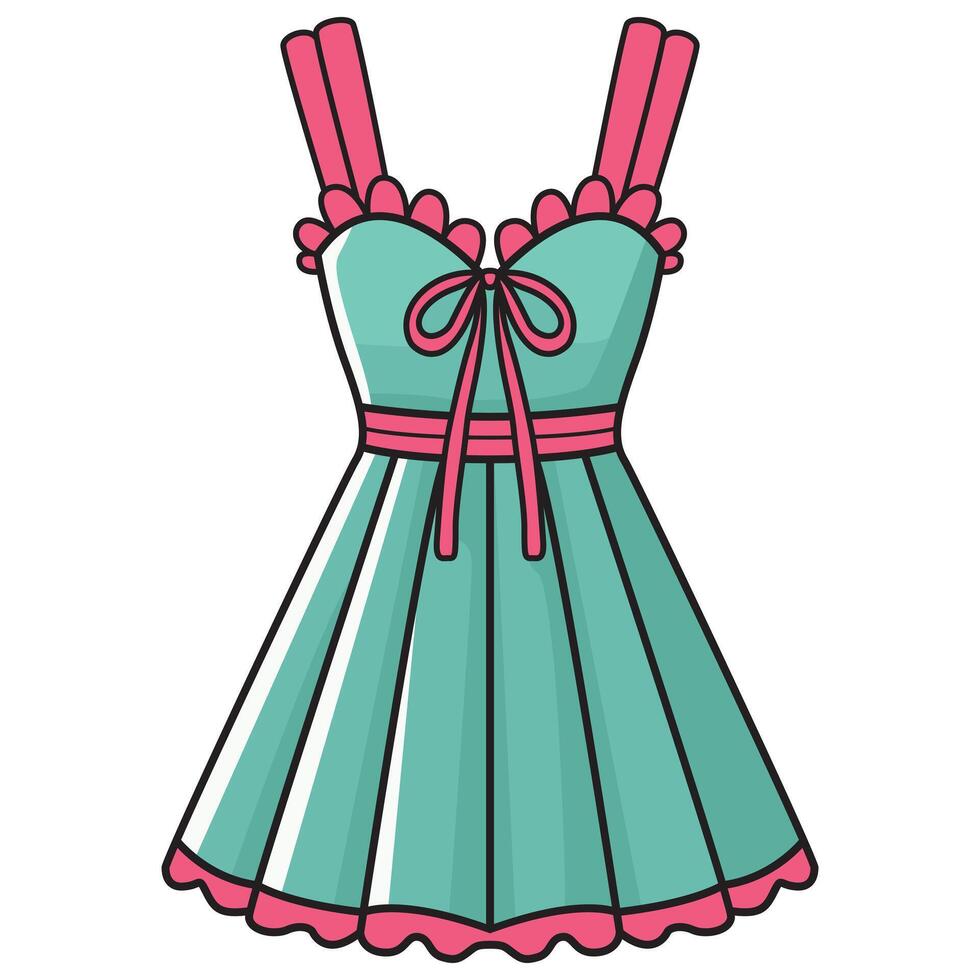 A stylish illustration of a beautiful blue feminine dress with an elegant and graceful design. vector