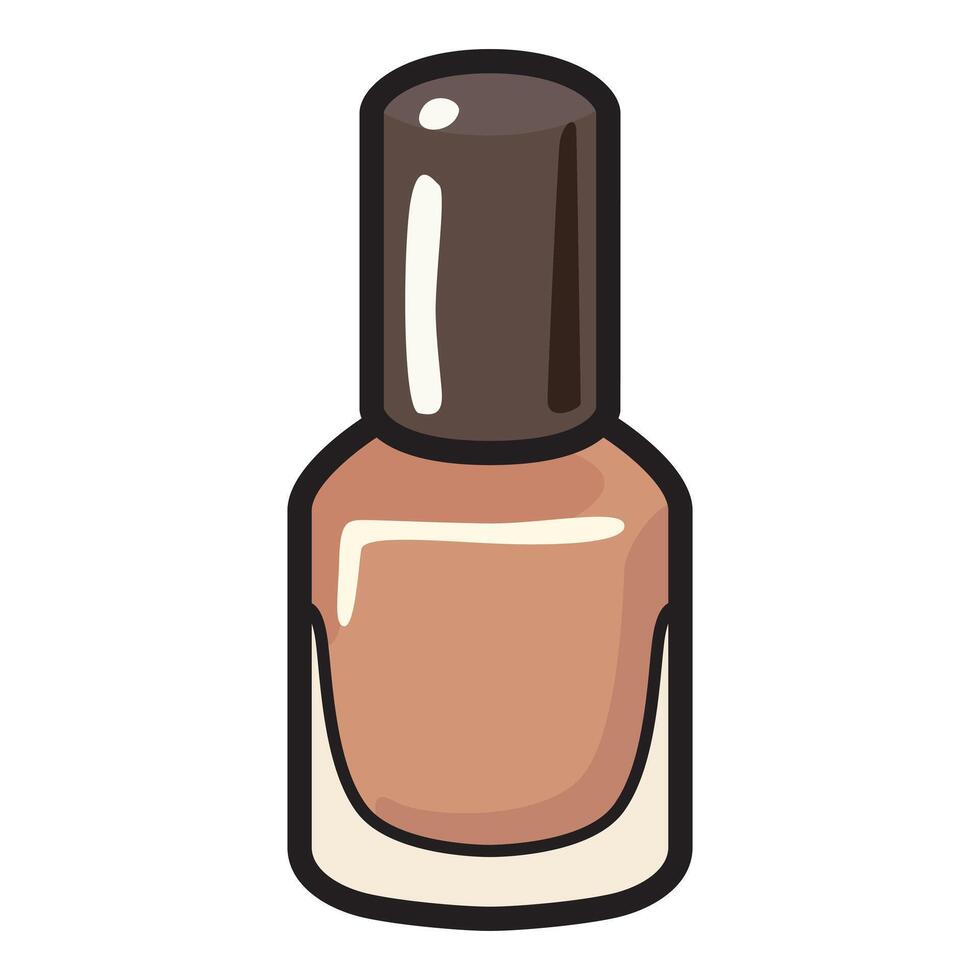 A high-quality illustration of a beige nail polish bottle with a sleek and elegant design. vector