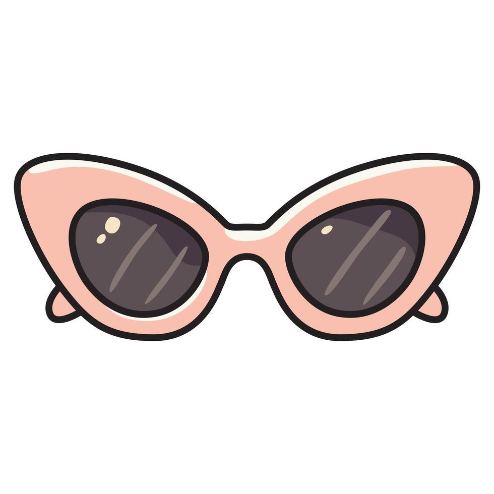 A stylish illustration of fashion cat-eye sunglasses, featuring a sleek and elegant design with sharp, upward-angled frames. vector