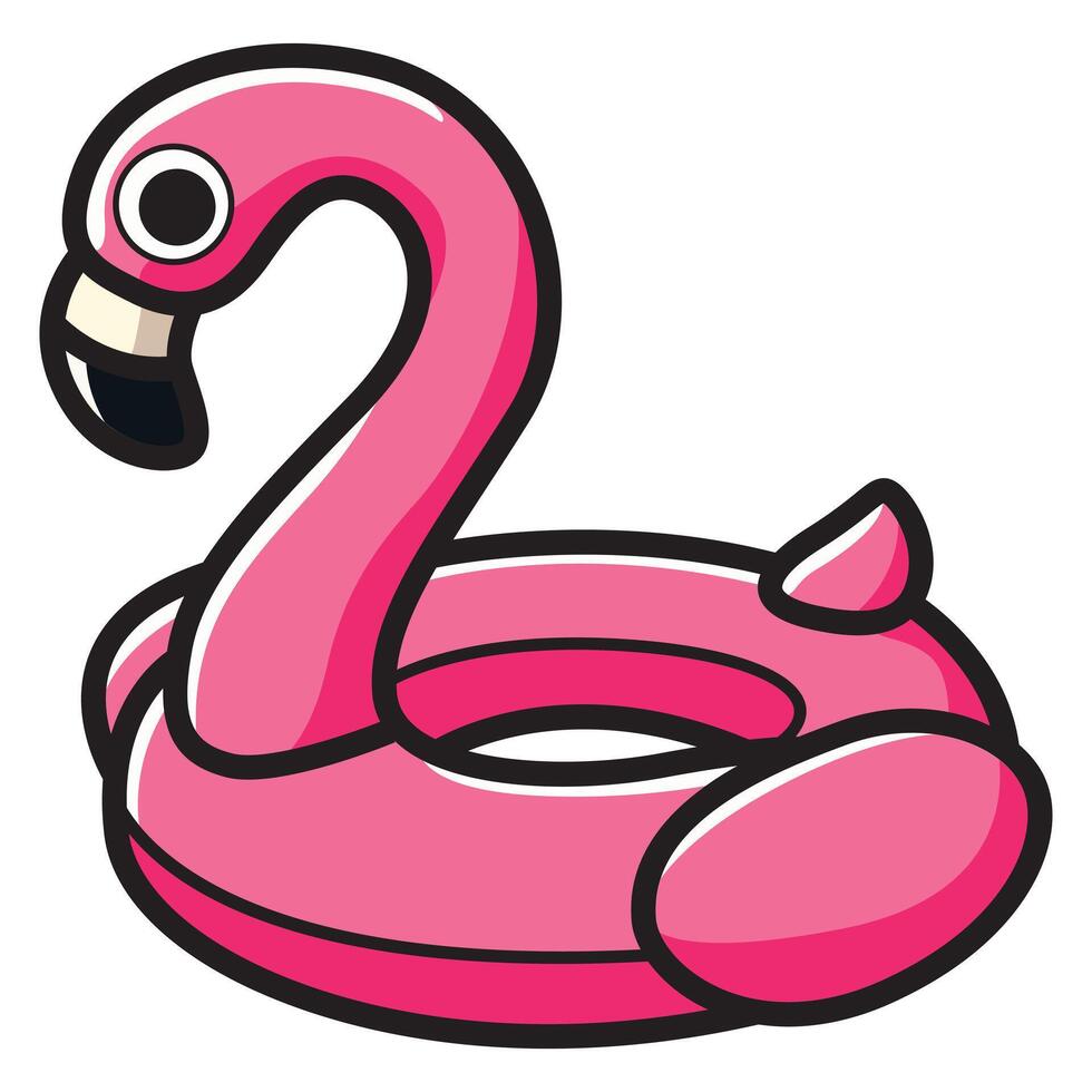 A high-quality illustration of a flamingo-shaped lifebuoy, featuring a fun and tropical design. vector
