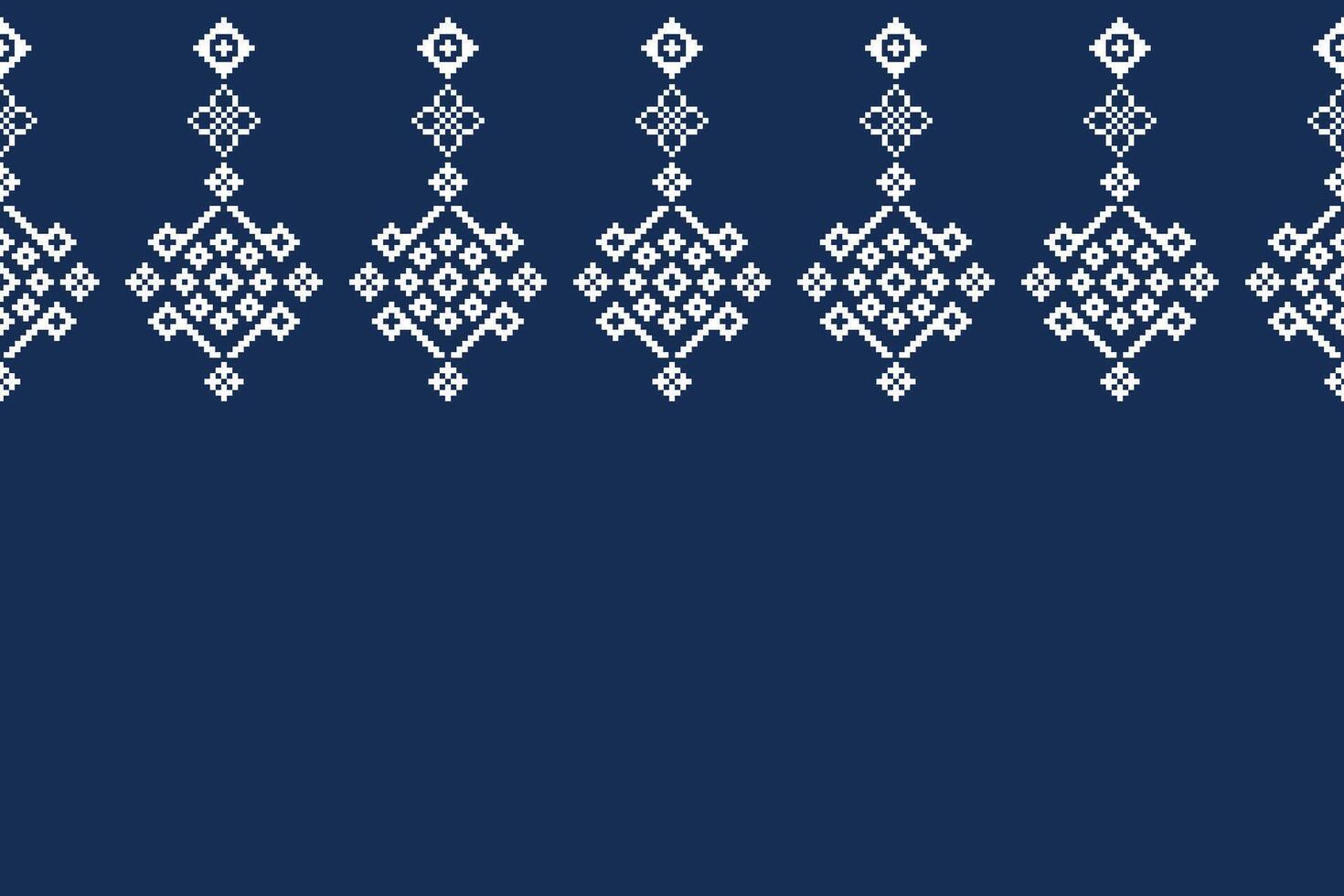Ethnic pixel art of blue ethnic pattern fabric pattern background decoration design. vector