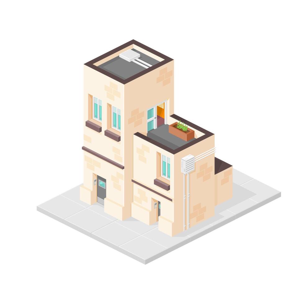 Isometric Modern Apartment Home Condominium Residential Housing - Illustration Icon vector
