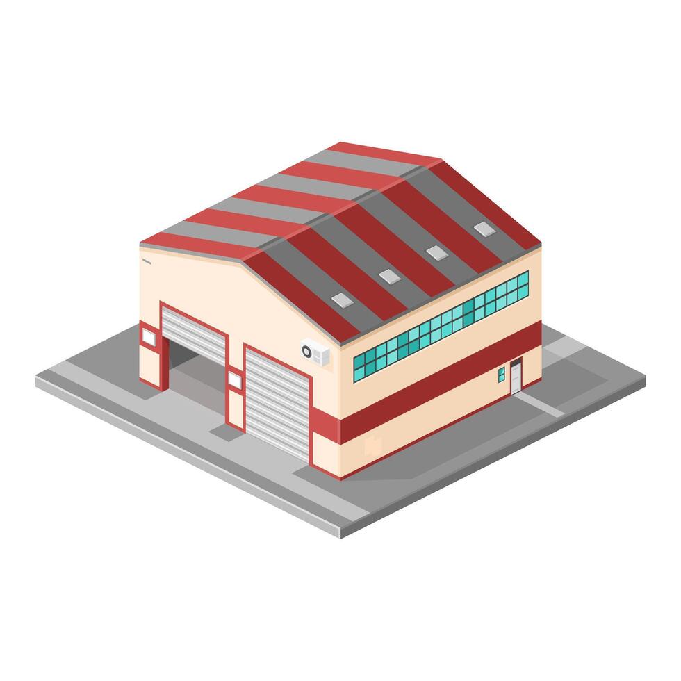 Isometric Industrial Warehouse Building Icon vector