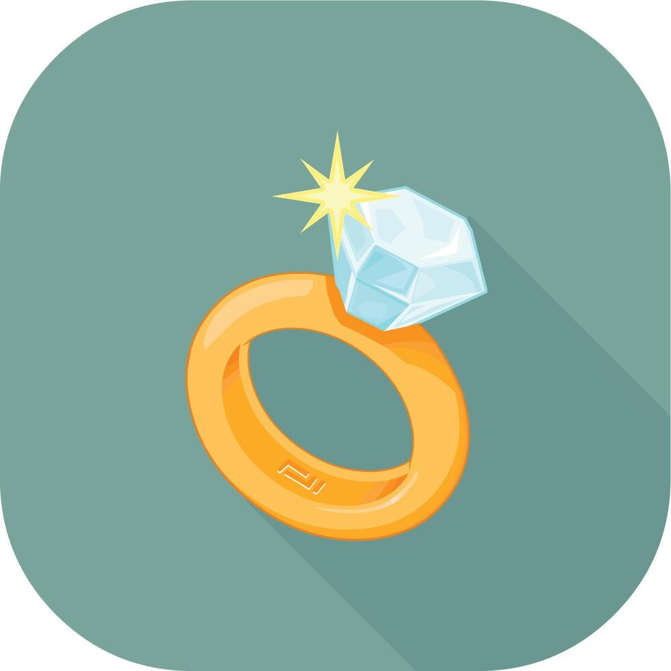 Illustration Gold Diamond Engagement ring color flat Icon icon vector
