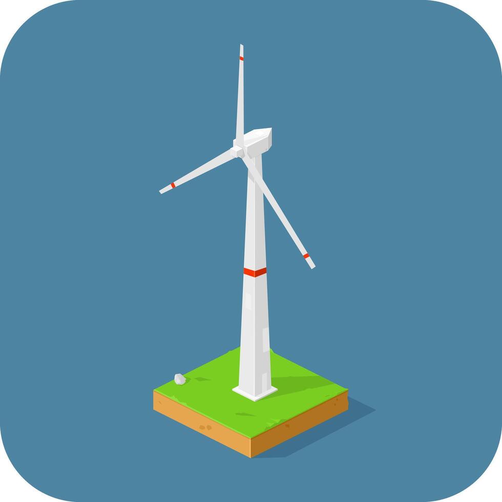 Isometric Eco Friendly Renewable Wind Farm Turbine Illustration Icon vector