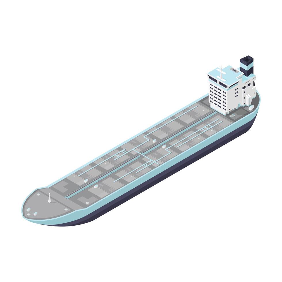 Isometric Large Transportation Oil Tanker Color Icon illustration vector