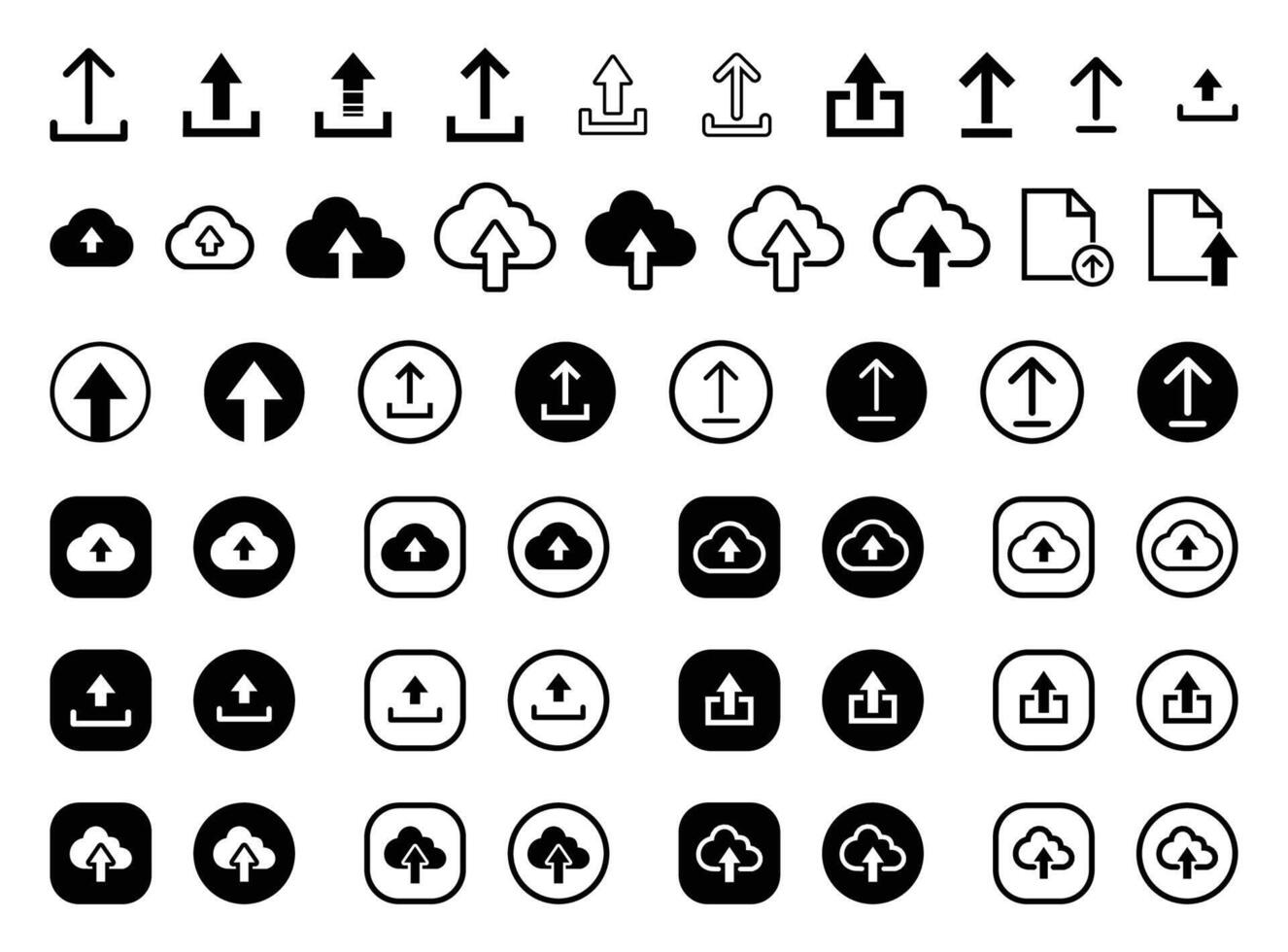 Upload Arrows Icons Set vector