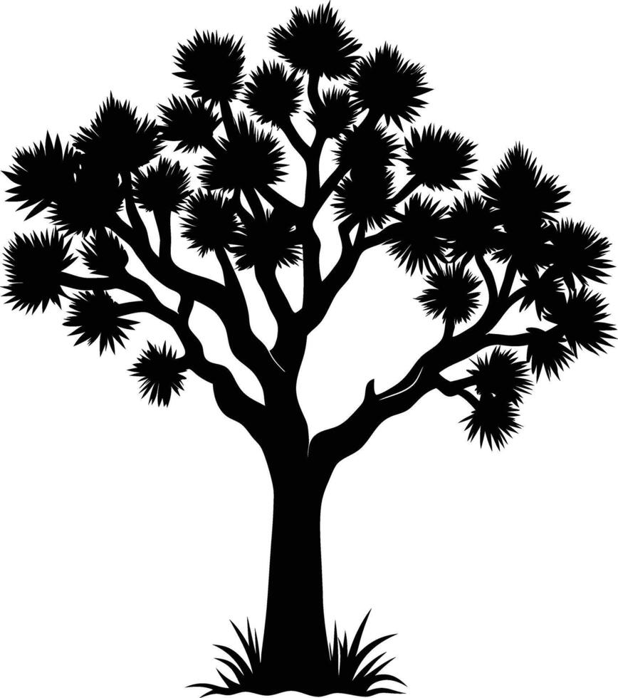 Joshua tree silhouette on black and white vector
