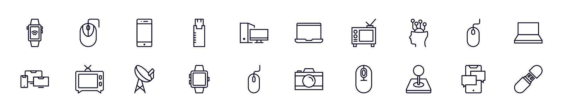 Simple outline signs of electronics. Line icons suitable for web sites, apps, infographics vector