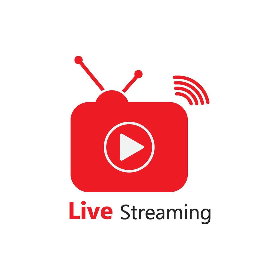 Live streaming play icon flat design vector
