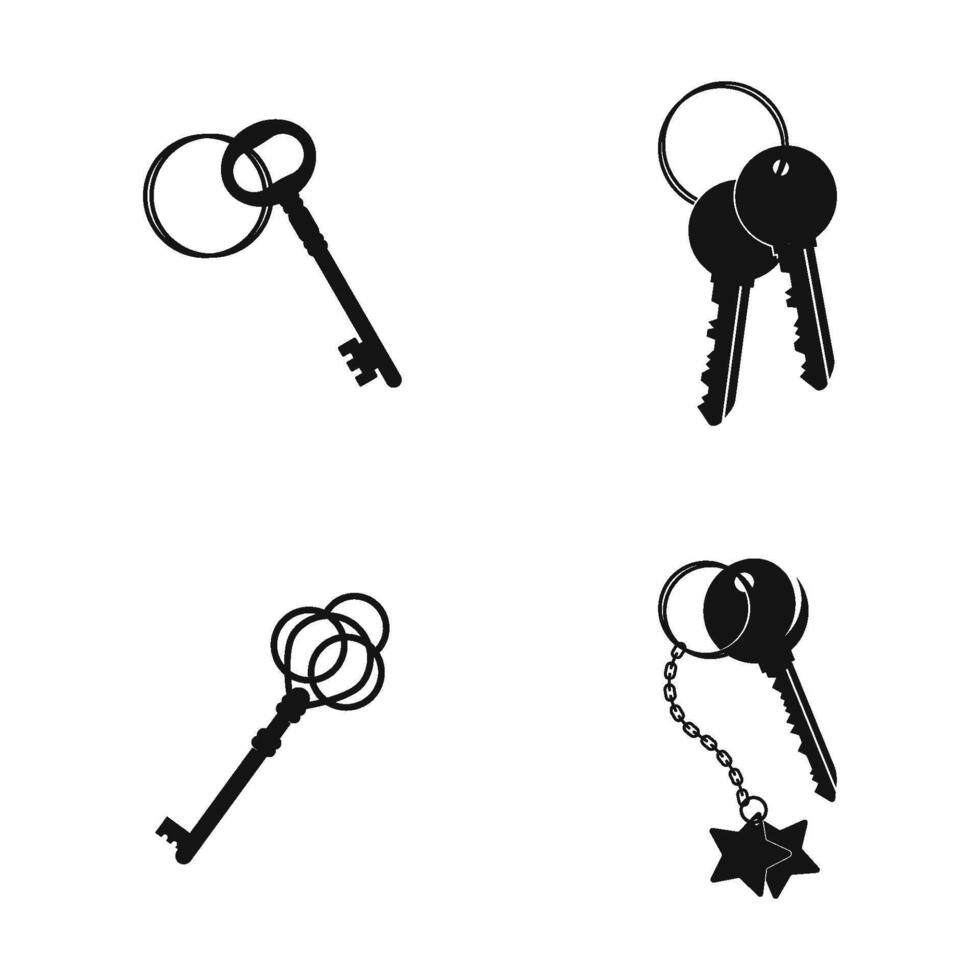 set Key Icon Illustration. Flat Key Icon Sign vector