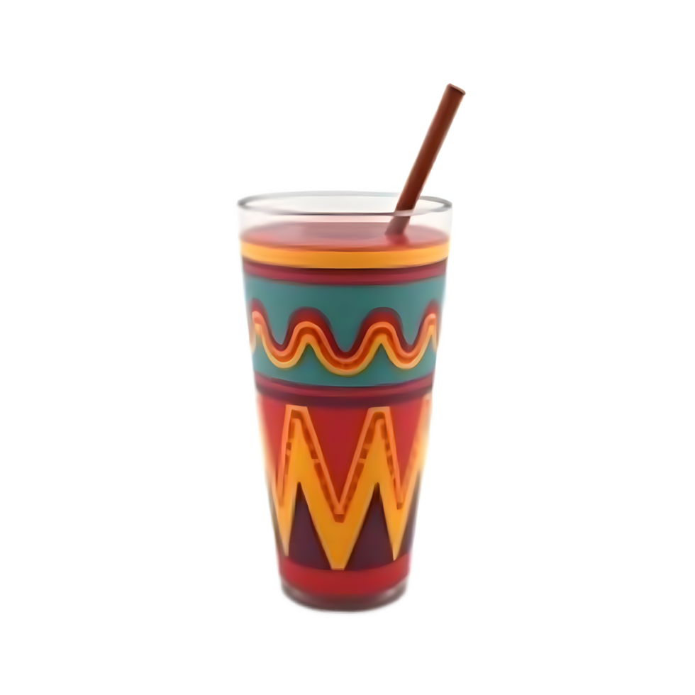 Vibrant Juice Drink in Colorful Glass with Straw png