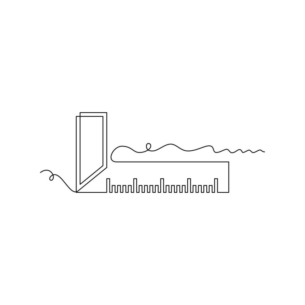 one line art square ruler illustration. line art, one continuous line, simple, hand drawn and sketch style. for icons, symbols, signs or logos vector