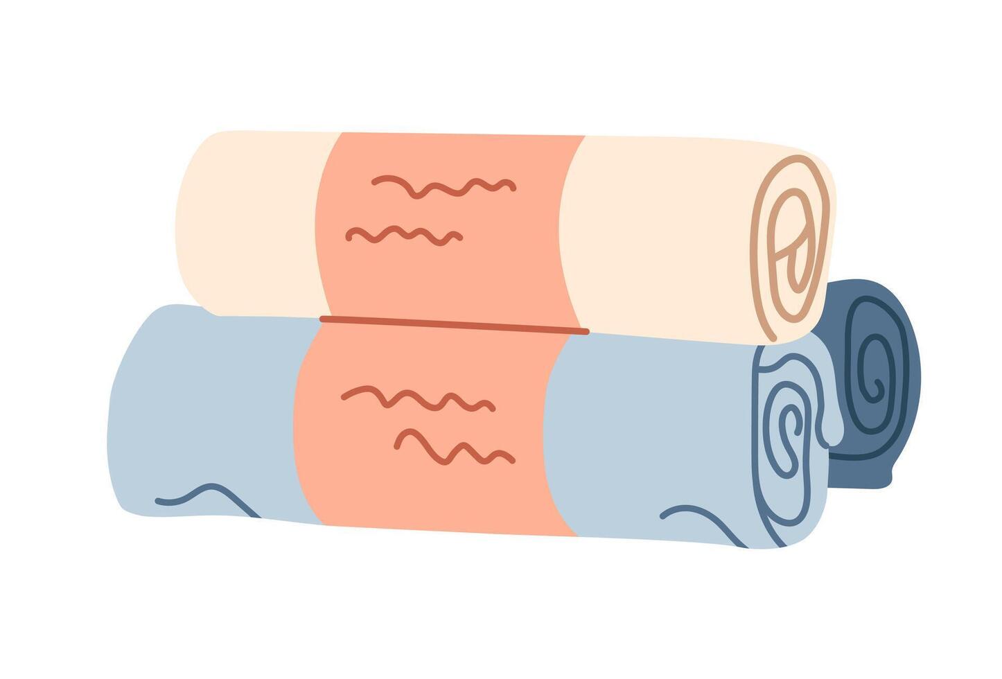 Rolled up chlothes on white background. vector