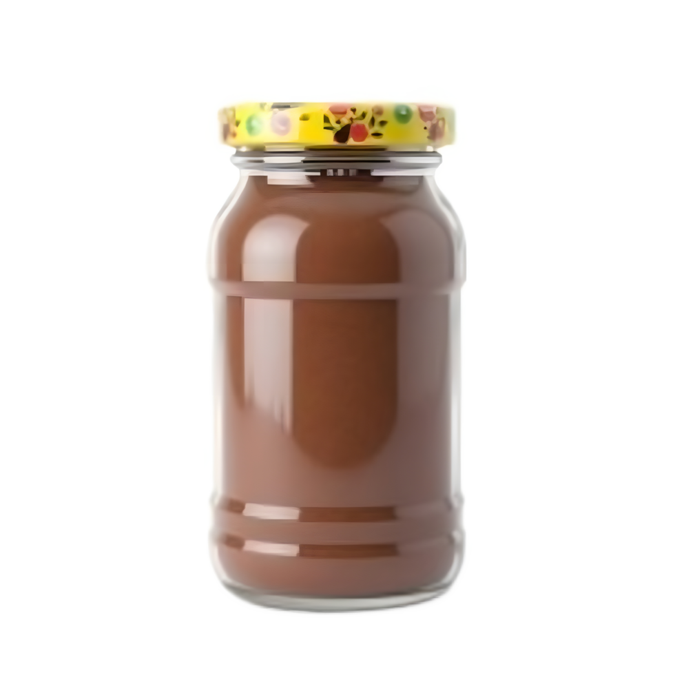 Chocolate Spread in Glass Jar with Colorful Lid png