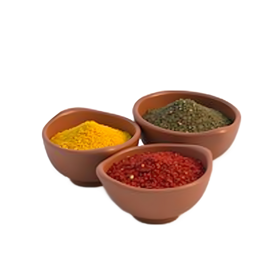 Vibrant Spice Blends in Terracotta Bowls png
