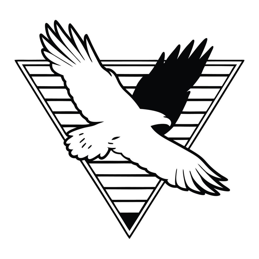 Eagle silhouette on colorful stripes vector