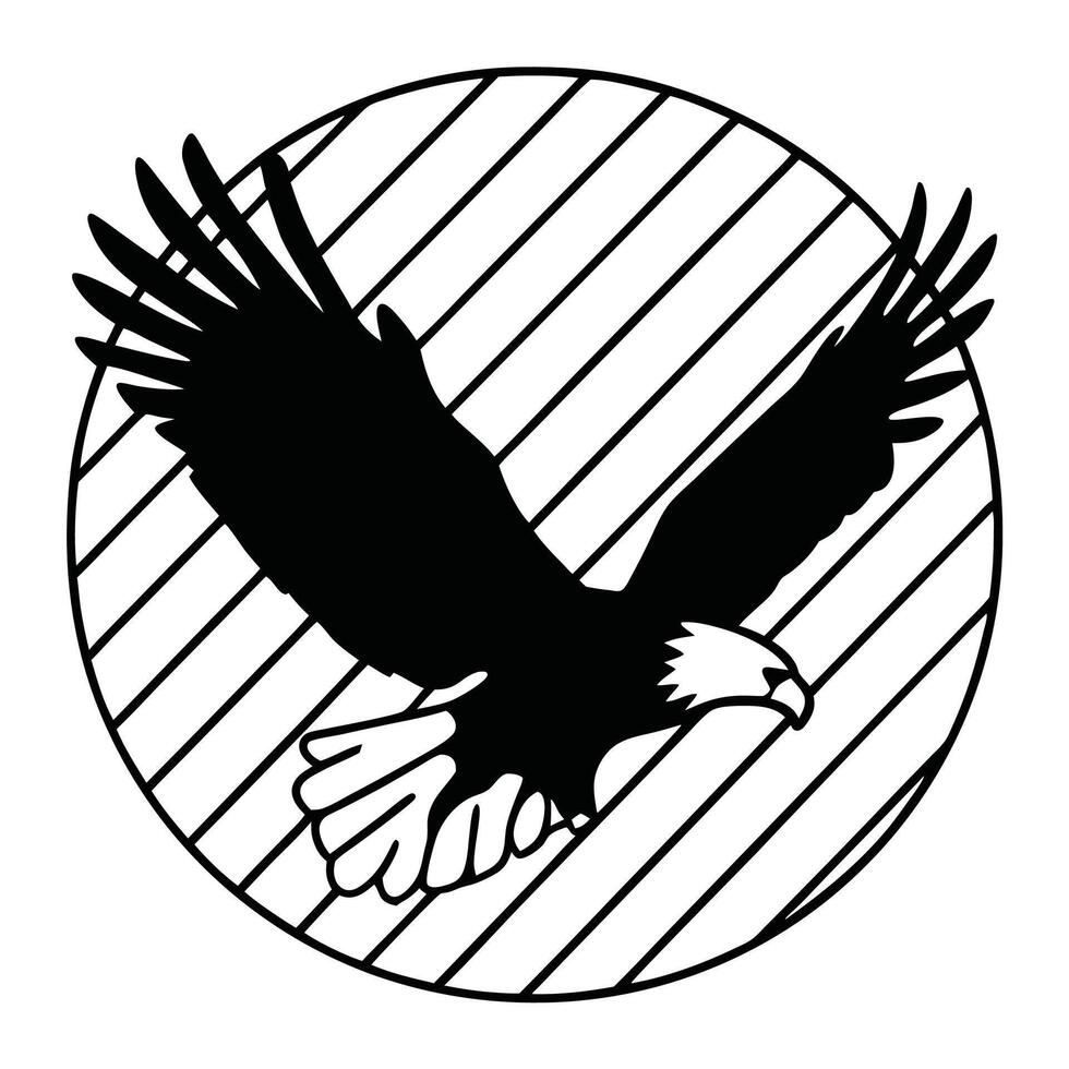 Eagle silhouette on striped background vector