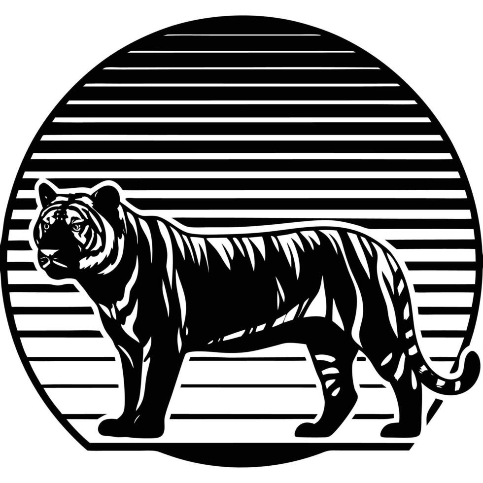 Tiger silhouette sticker design vector