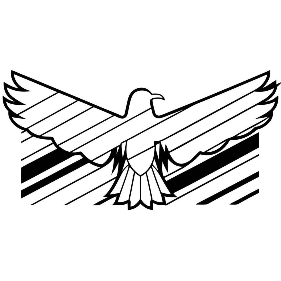 Retro sunset eagle silhouette vector