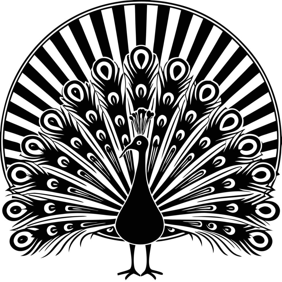 Peacock bird silhouette vector