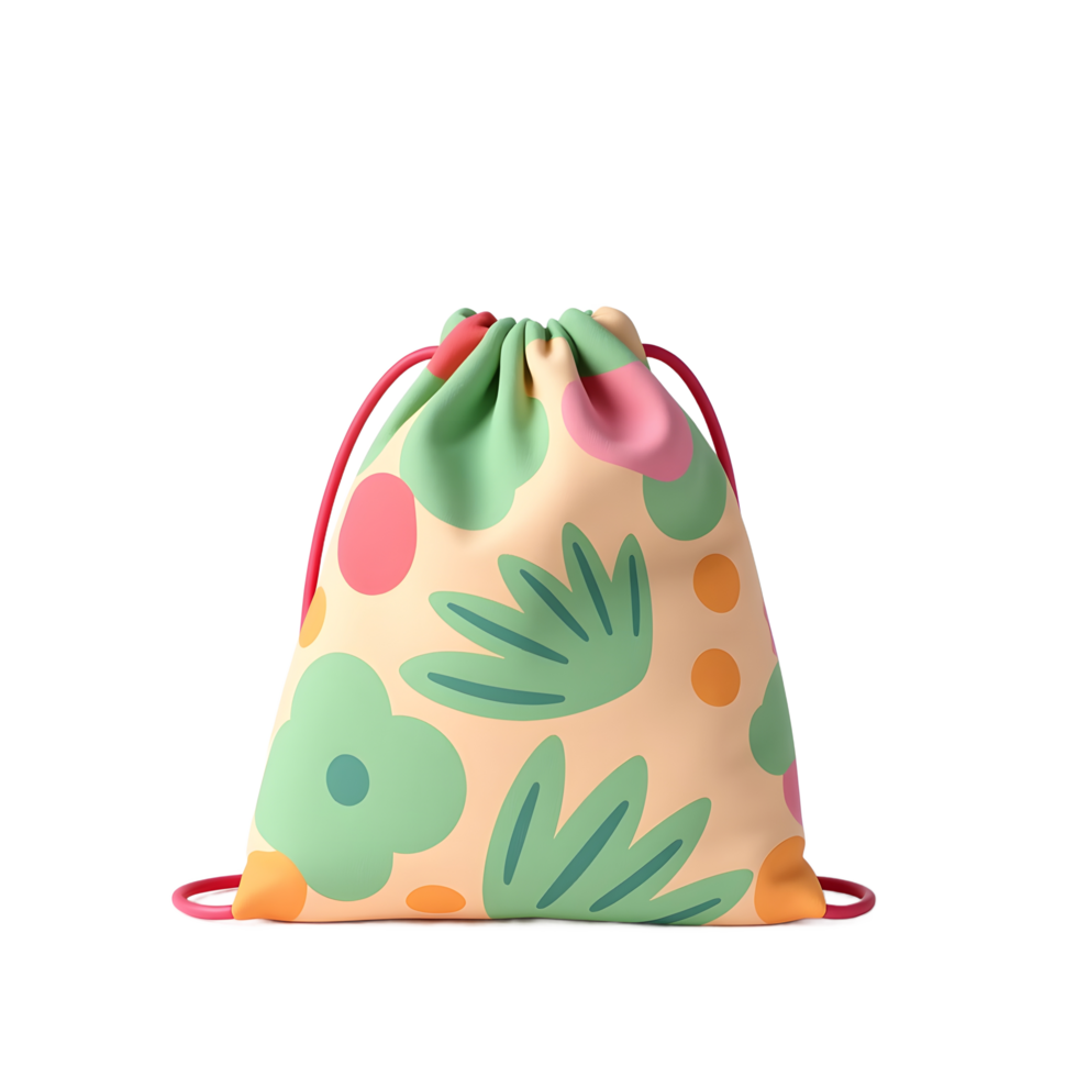 Floral Drawstring Bag Cute Summer Backpack for Kids and Teens png