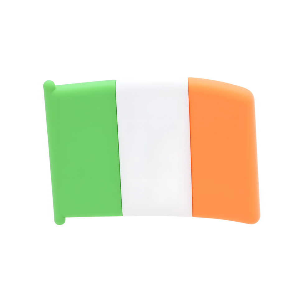 Irish Flag 3D Render Green White Orange png