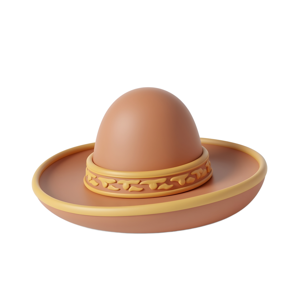 Adorable 3D Rendered Sombrero Hat Perfect for Fiesta Decor png