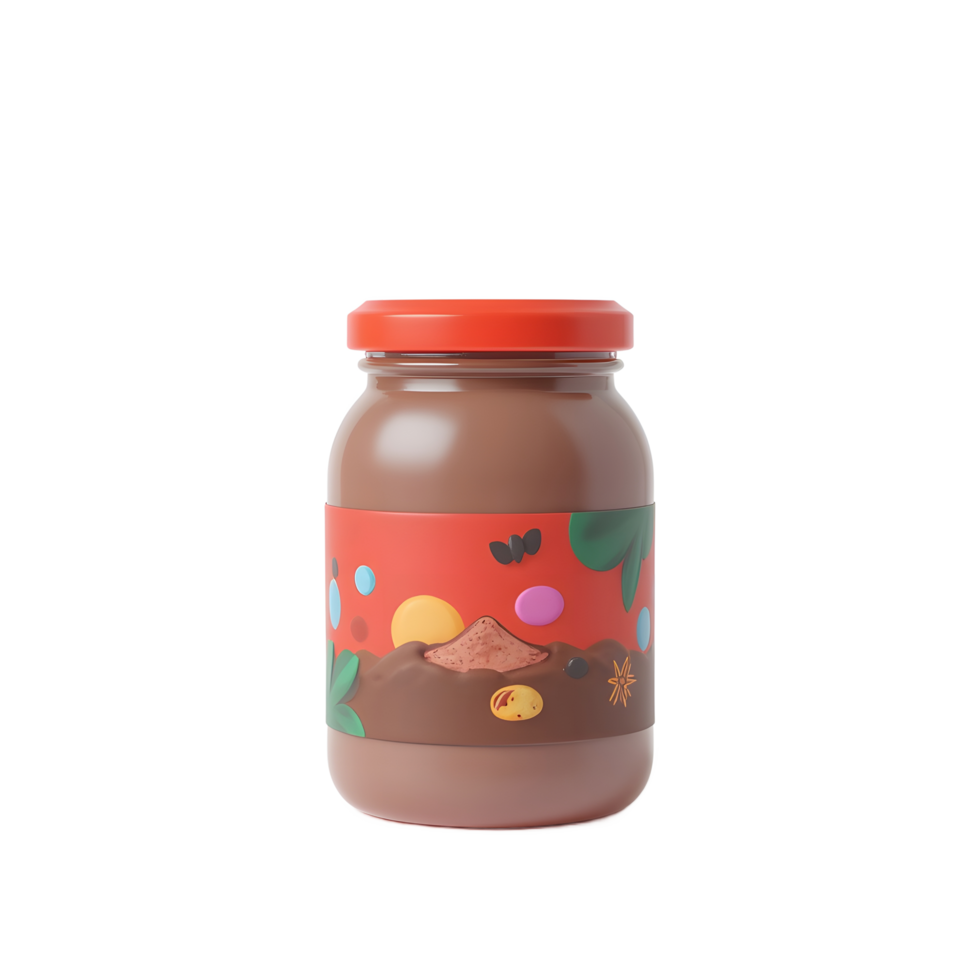 Delicious Chocolate Spread in Jar with Colorful Design png