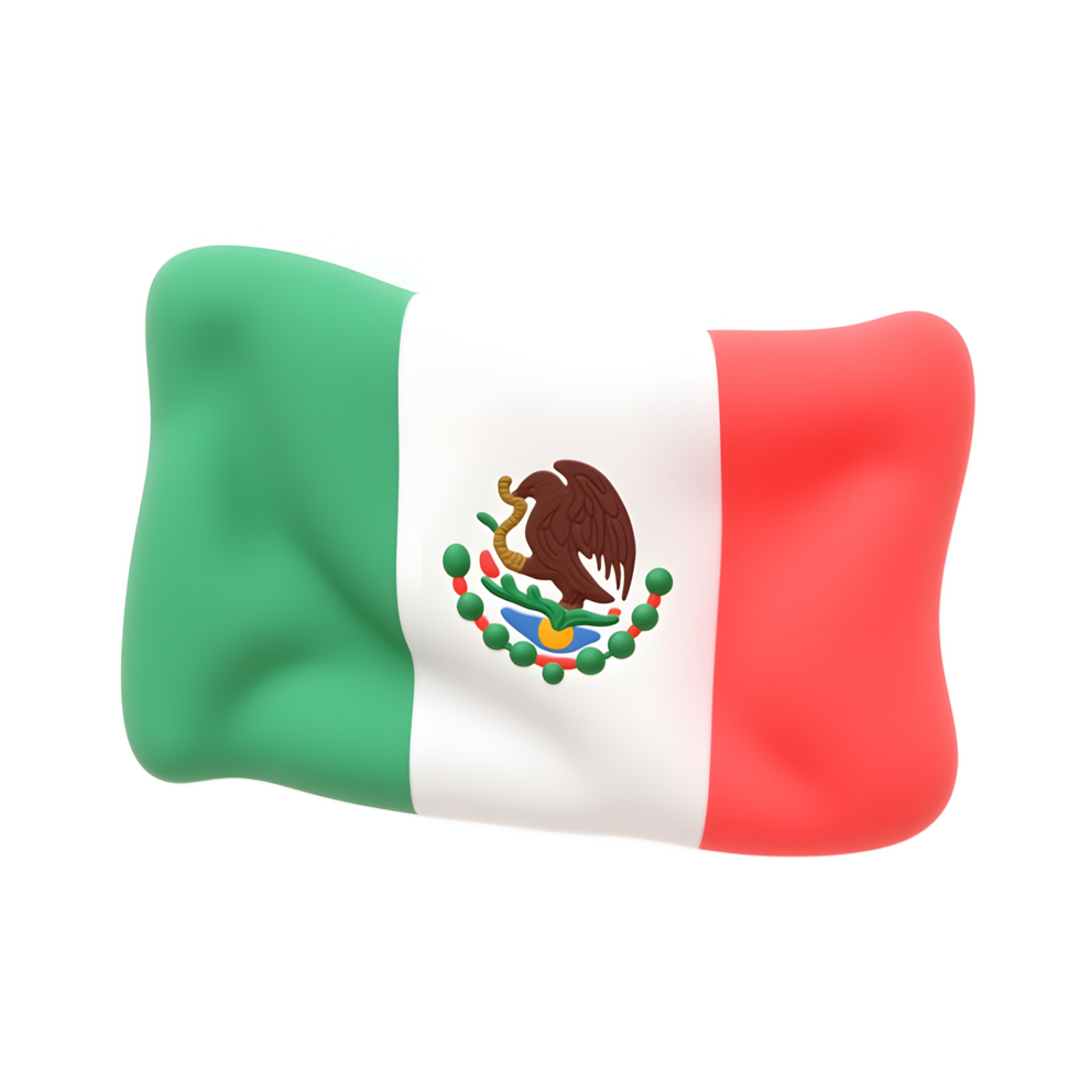 Waving Mexican Flag 3D Render Illustration png