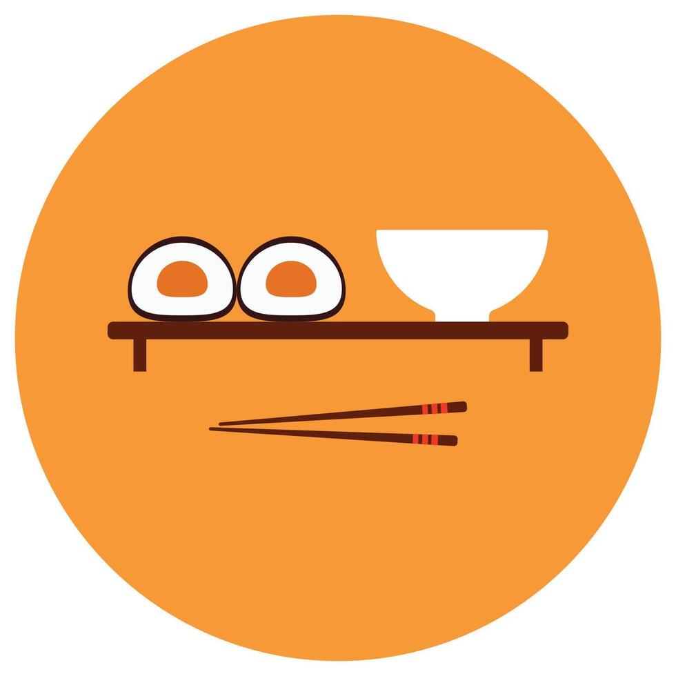 A flat icon of sushi and chopsticks vector