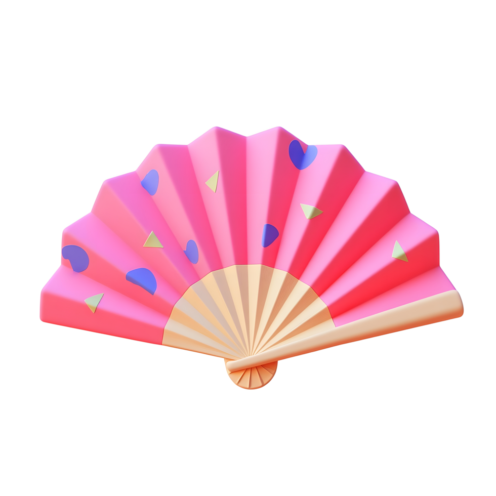 a pink fan with a blue and pink pattern png