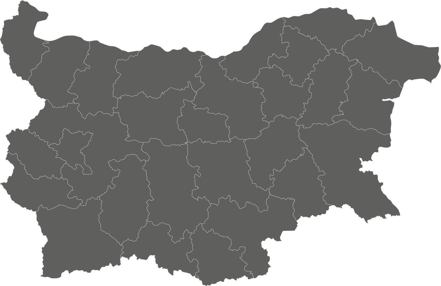regional black and white blank map of Bulgaria with provinces or territories and administrative divisions. Editable and clearly labeled layers. vector