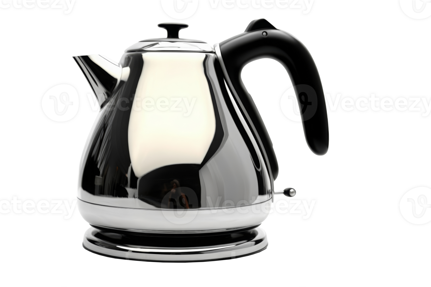 Metal electric kettle with black handle. png