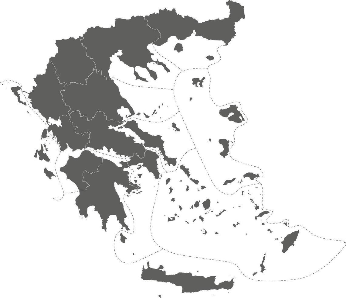 blank map of Greece with regions or territories and administrative divisions. Editable and clearly labeled layers. vector