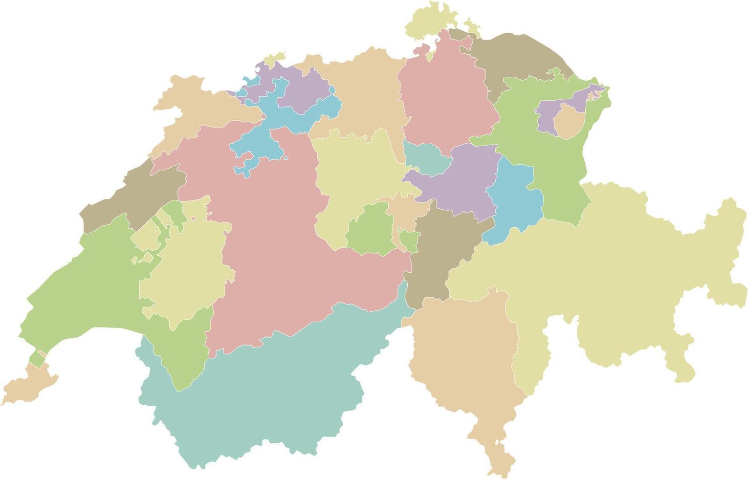 regional blank map of Switzerland with cantons or territories and administrative divisions. Editable and clearly labeled layers. vector